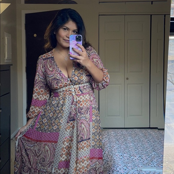 ZARA bloggers favorite multicolor Paisley print dress size small NWT - Picture 8 of 8